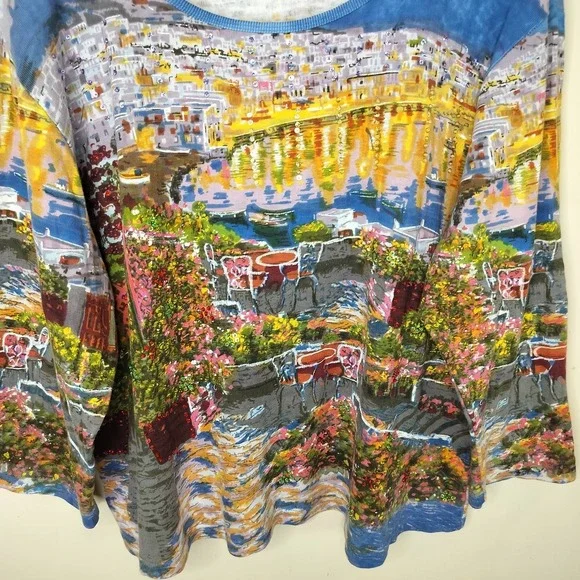 Take Two Scenic Floral Print Sequin Embellished Tee Art to Wear - Picture 3 of 11